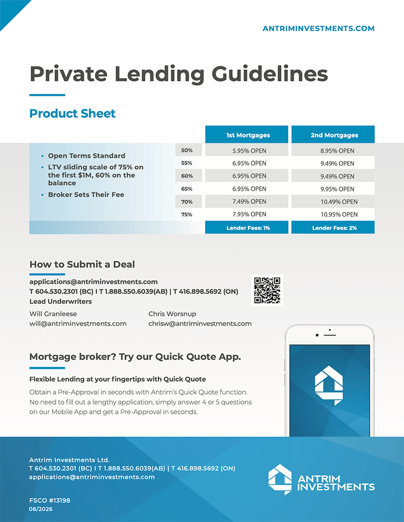 Private Lending Guidelines Product Sheet
